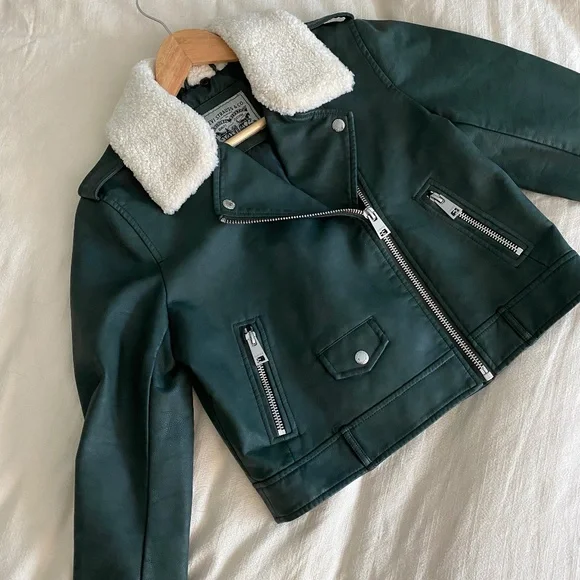 Levi's Sherpa-Trimmed Faux-Leather Moto Jacket MEDIUM - Picture 7 of 10